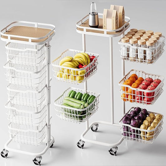 3-Tier Kitchen Storage Cart 🛒✨ – Rolling Organizer with Multi-Shelf Design for Pantry, Home & Office